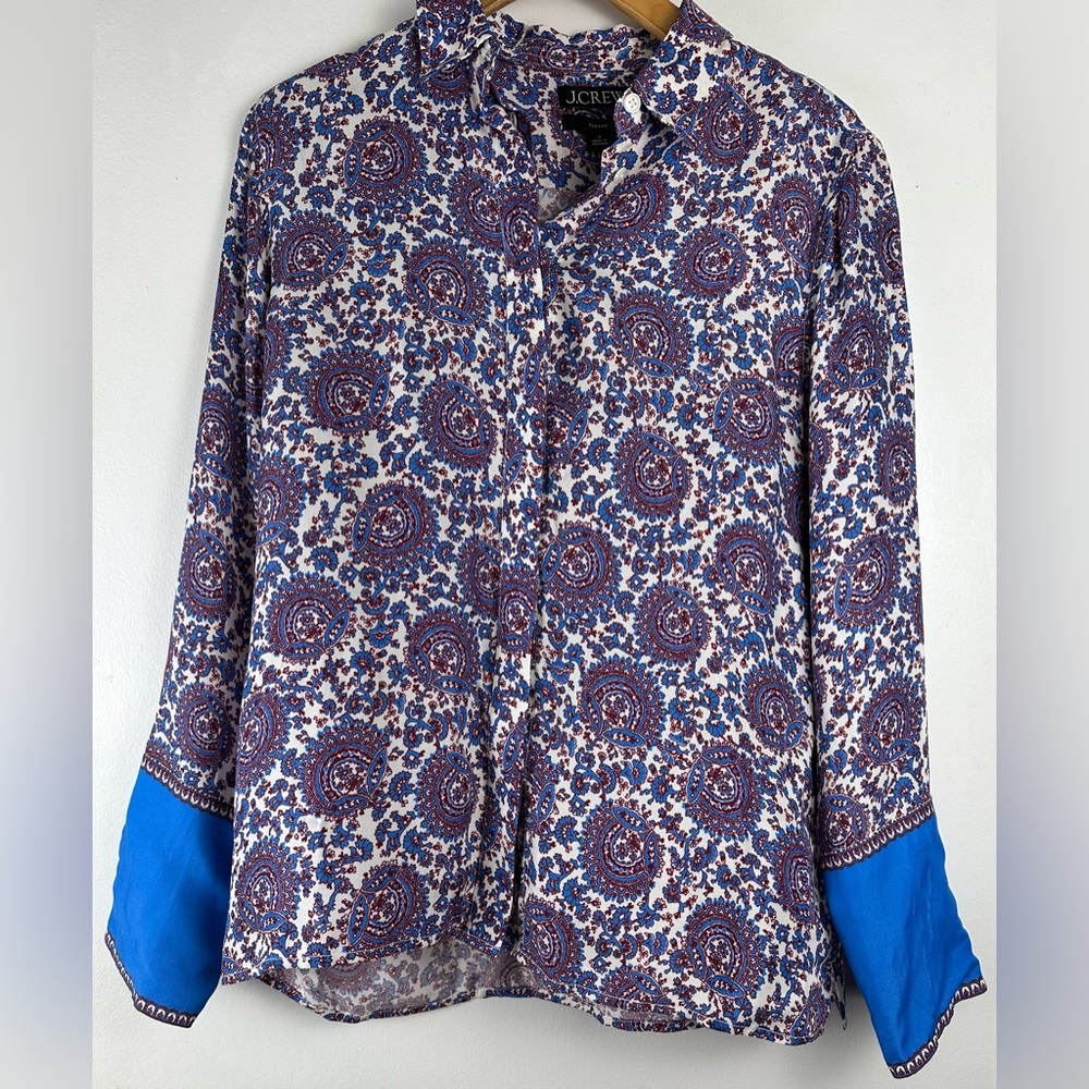 J.Crew Reimagined BQ751 Paisley Boho Shirt Size 6 NWT $178 Cupro Viscose Chic